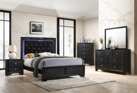 Micah Black LED Panel Bedroom Set